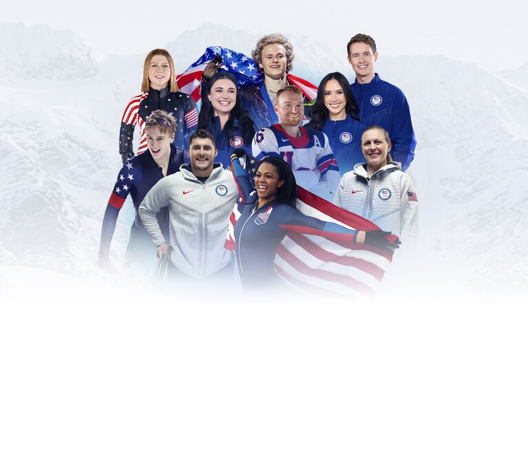 2026 Honda Commercial Asset featuring Team USA athletes against a snowy mountain background. 2026 Honda Commercial Asset featuring Team USA athletes against a snowy mountain background.