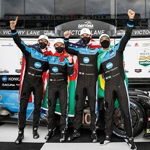 Acura Motorsports Team Penske drivers Celebrating