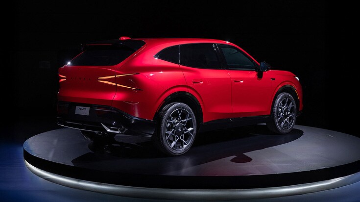 Acura Hybrid SUV Prototype, three-quarter view, studio setting against a solid black background.