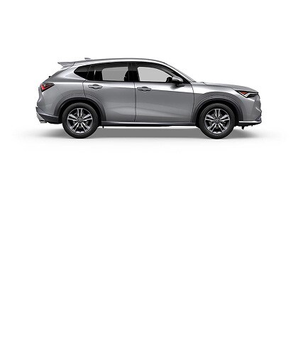Acura 2026 ADX shown in Solar Silver Metallic, side view (Premium Compact SUV).