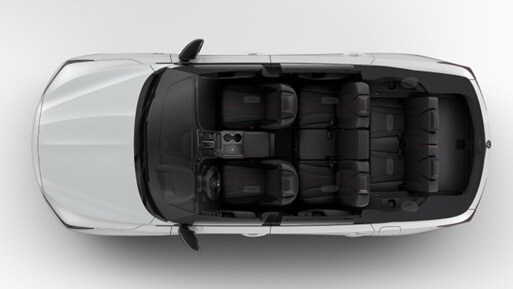 MDX seating top view of the 3 rows of seating