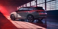 Acura MDX Type S Advance 3/4 rear view in Urban Gray Pearl