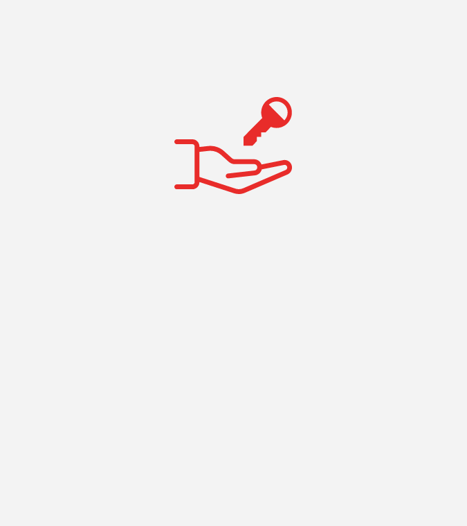 Icon of key and hand representing the limited availability of pick-up or dealer delivery services