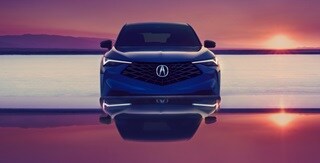 Acura 2025 ADX A-Spec with Advance Package in Adriatic Sea Blue Metallic front view with Diamond Pentagon Grille