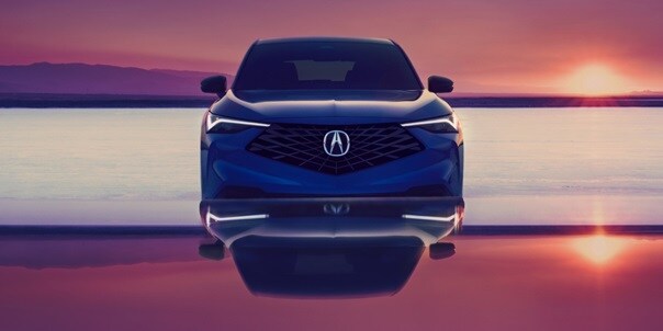 Acura 2025 ADX A-Spec with Advance Package in Adriatic Sea Blue Metallic front view with Diamond Pentagon Grille