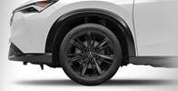 2026 Acura ADX shown in Platinum White Pearl featuring the 19-in Berlina Black Alloy Wheels accessories.