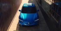 2026 Acura Integra front top view in Double Apex Blue Pearl.