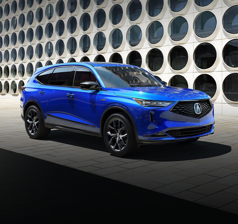 2022 Acura MDX A-Spec in Apex Blue Pearl 3/4 passenger side