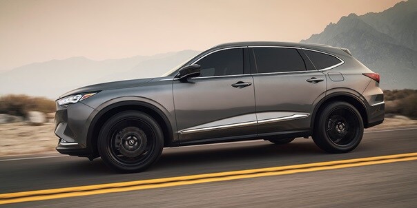 2022 Acura MDX sleek modern design in Liquid Carbon Metallic