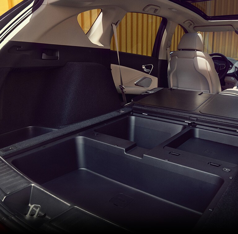 Acura 2025 RDX cargo area all underfloor storage open