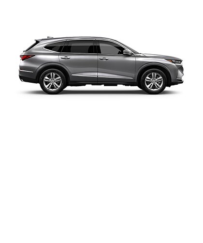 Acura MDX shown in Solar Silver Metallic, side view (Premium Performance SUV).